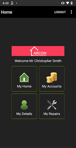 Arcon Housing Customer App Screen 2