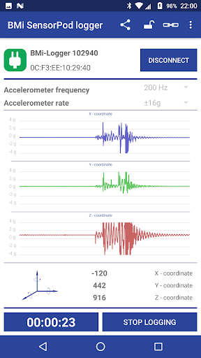 BMi SensorPod Logger Screen 2