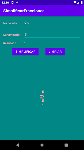 Simplificar fracciones Screen 2