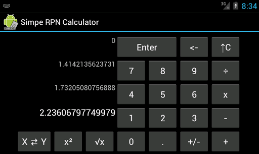 Simple RPN Calulator Screen 2