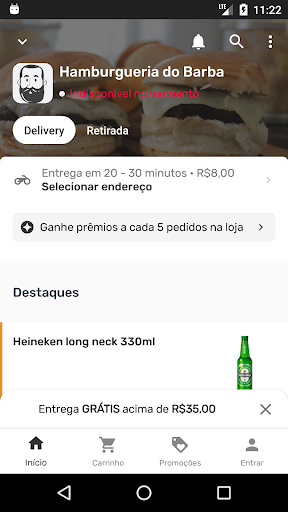 Android application Hamburgueria do Barba screenshort