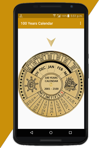Android application 100 Years Calendar screenshort