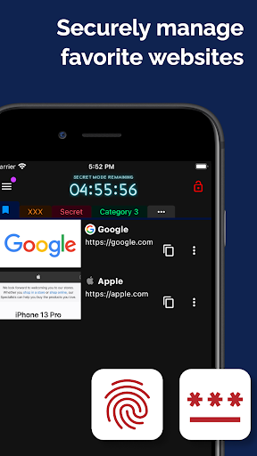 Android application Bookmark Safe - Secret BMs screenshort