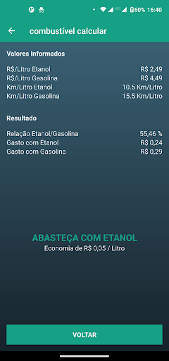 Calc Combustível Screen 3