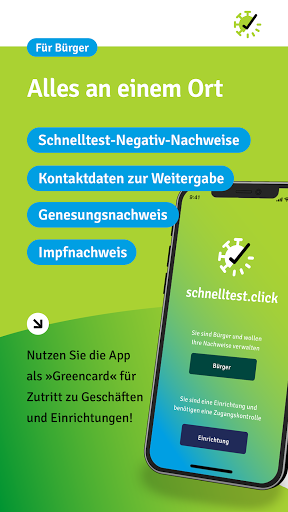 Android application schnelltest.click screenshort