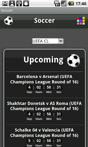 Android application Soccer screenshort