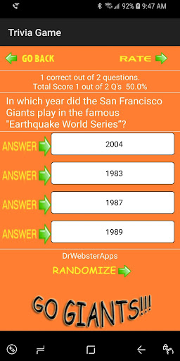 Trivia & Schedule SF Giants 67 screenshots 2