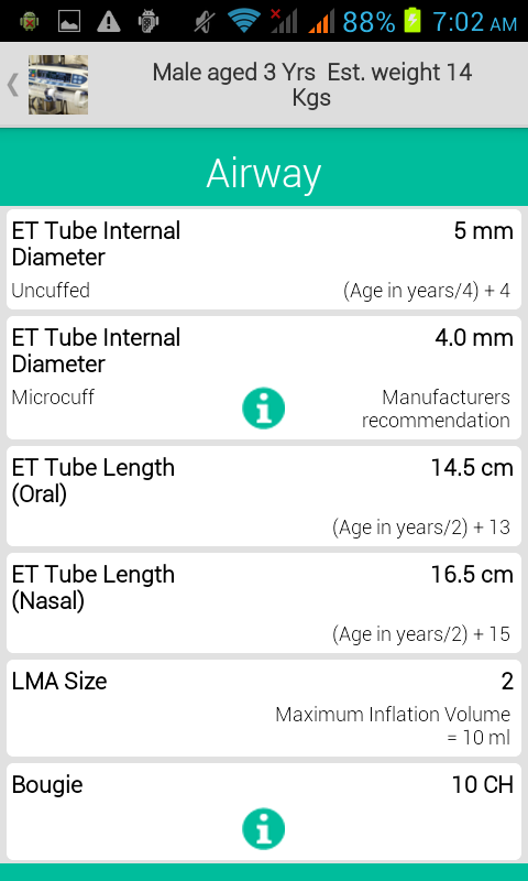 Android application PICU Calculator screenshort