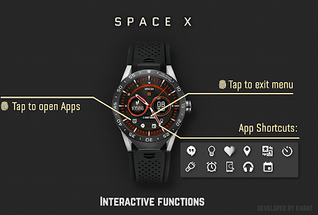 Pamja e ekranit interaktive me fytyrën e orës Space-X