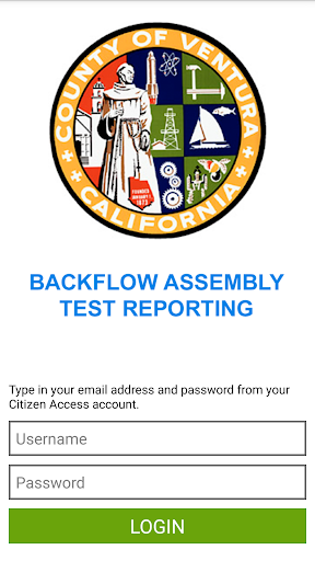 Android application Ventura County Backflow Test screenshort