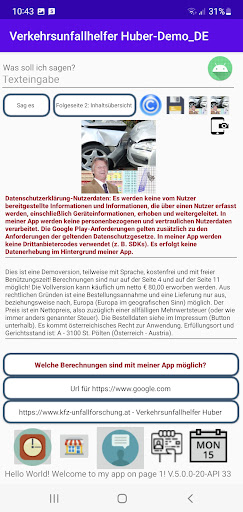Android application Verkehrsunfallhelfer_Huber screenshort