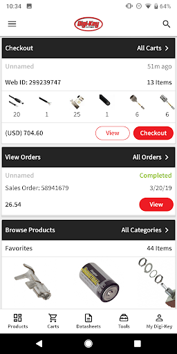 Android application DigiKey screenshort