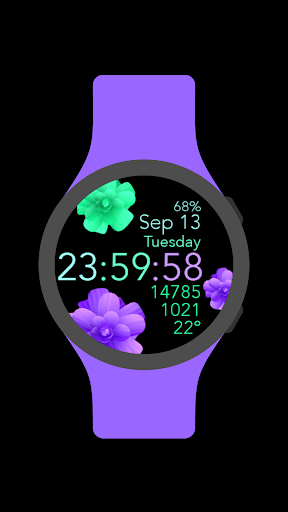 Turquoise Purple Flowers Screen 3