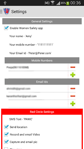 Android application Women Safety screenshort