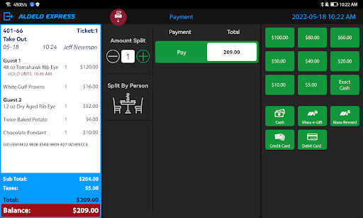 Aldelo Express - Tablet POS Screen 2