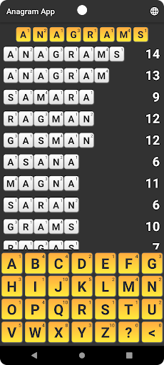Android application Anagrams and Dictionary screenshort