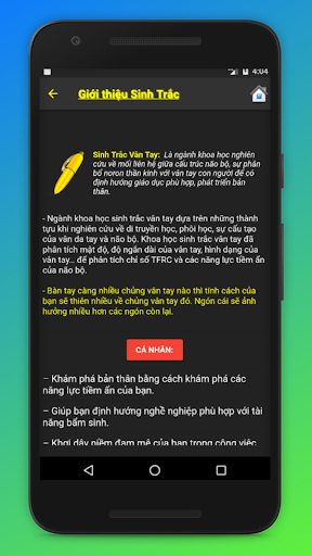 SINH TRẮC VÂN TAY - HOA TAY Screen 2