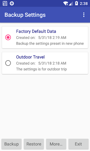 Android application Backup Settings Pro screenshort