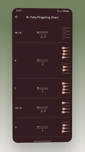 Screenshot of Tuba Fingering Chart