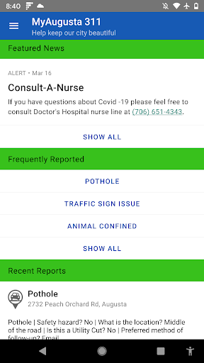 Android application MyAugusta 311 screenshort