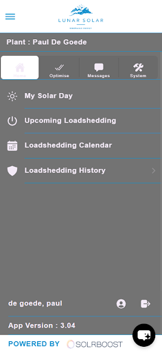 Lunar Solar Optimise Screen 3