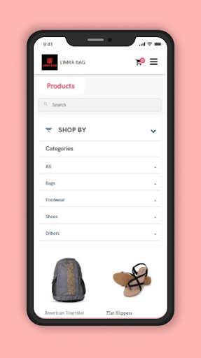Android application Limra Bags screenshort