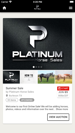 Platinum Horse Sales Screen 3