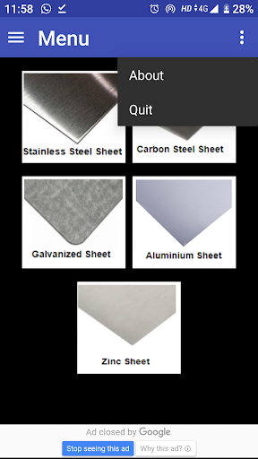 Android application Sheet Gauge Thickness screenshort