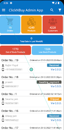 ClickNBuy Admin APP Demo Screen 3