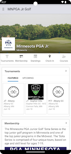 Android application Minnesota PGA Junior Golf screenshort