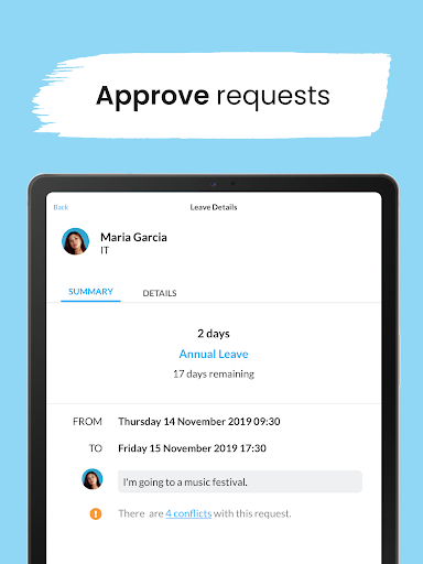 Screenshot of Leave Dates - Staff Planner
