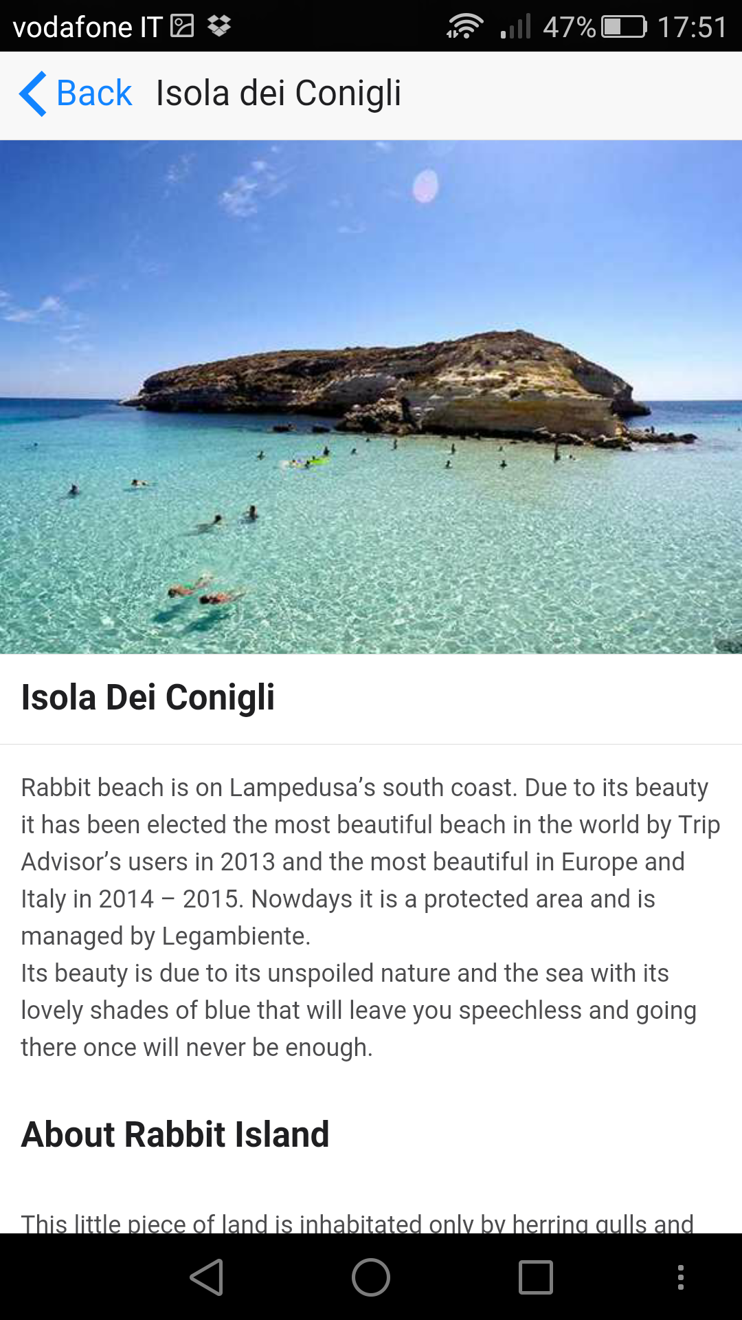 Android application Lampedusa Today App screenshort