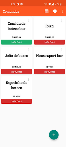 Android application Minha comanda screenshort