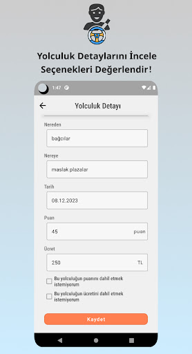 Sürücü: Yolculuklarını Not Al! Screen 2