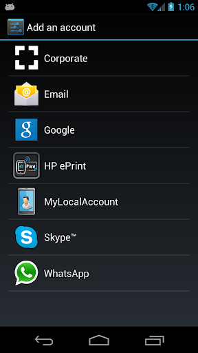 Android application MyLocalAccount screenshort