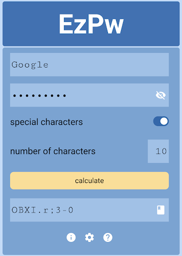 password generator - EzPw Screen 2