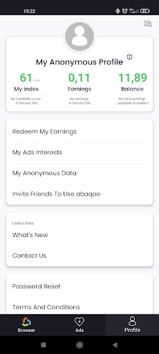 abaqoo: Get paid for your data Screen 2