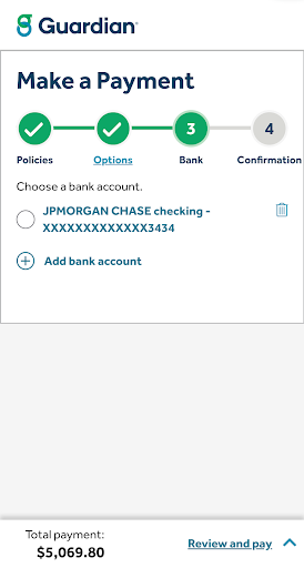 GUARDIAN® Accounts & Policies Screen 3