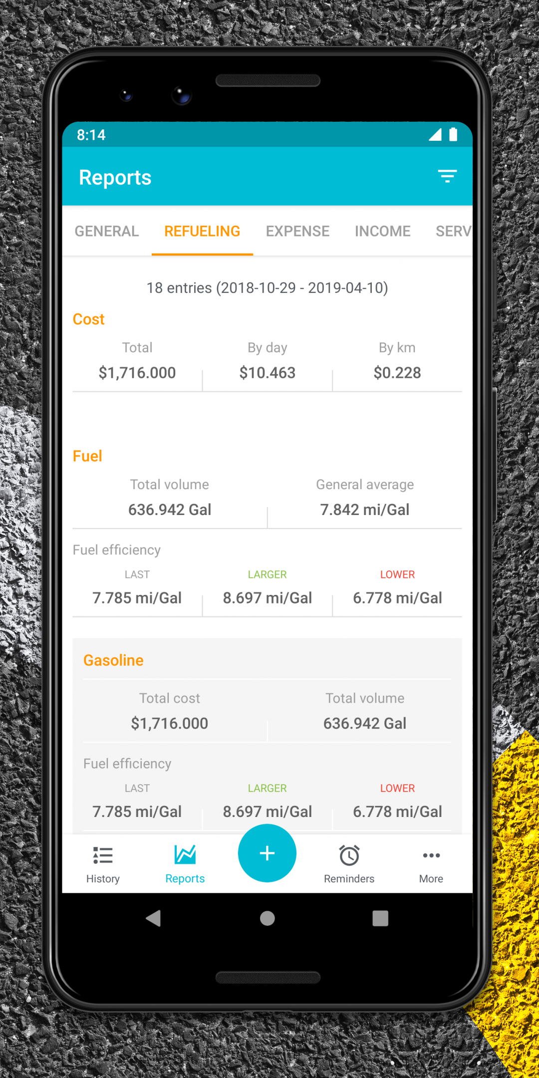 Android application Drivvo - Car management screenshort