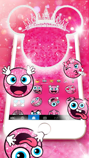 Cute Pink Crown Minny Keyboard Screen 3