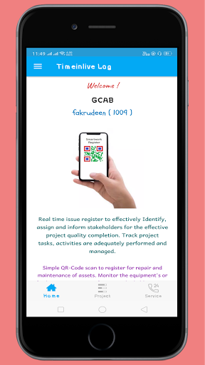 Android application Timeinlive Log screenshort