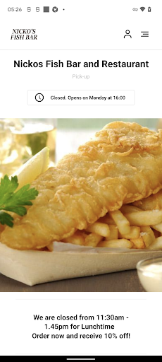 Android application Nickos Fish Bar and Restaurant screenshort