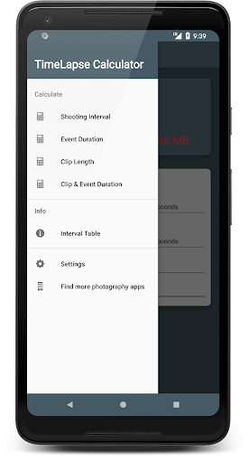 TimeLapse Calculator Screen 2