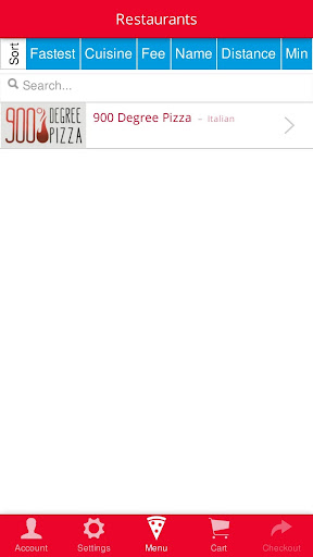 Android application 900degree pizza screenshort