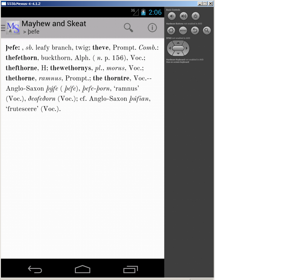 Android application Middle English Dictionary screenshort