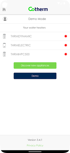 Android application Cotherm WiFi screenshort