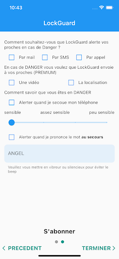 Android application Ange gardien screenshort