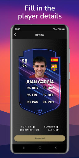 Futcard builder: players Screen 3