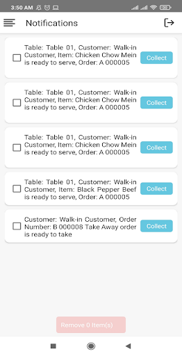 iRestora Waiter App Screen 3