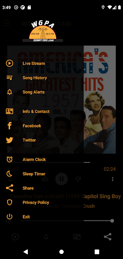 Sunny 1100 WGPA Screen 3